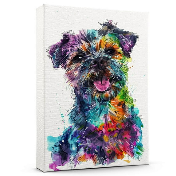 Border Terrier Dog Wall Art Animal Oil Painting On Canvas Poster Dog Watercolor Colorful Cute Dogs Aesthetic Room Decor Canvas Poster Unframe 8x12 inch