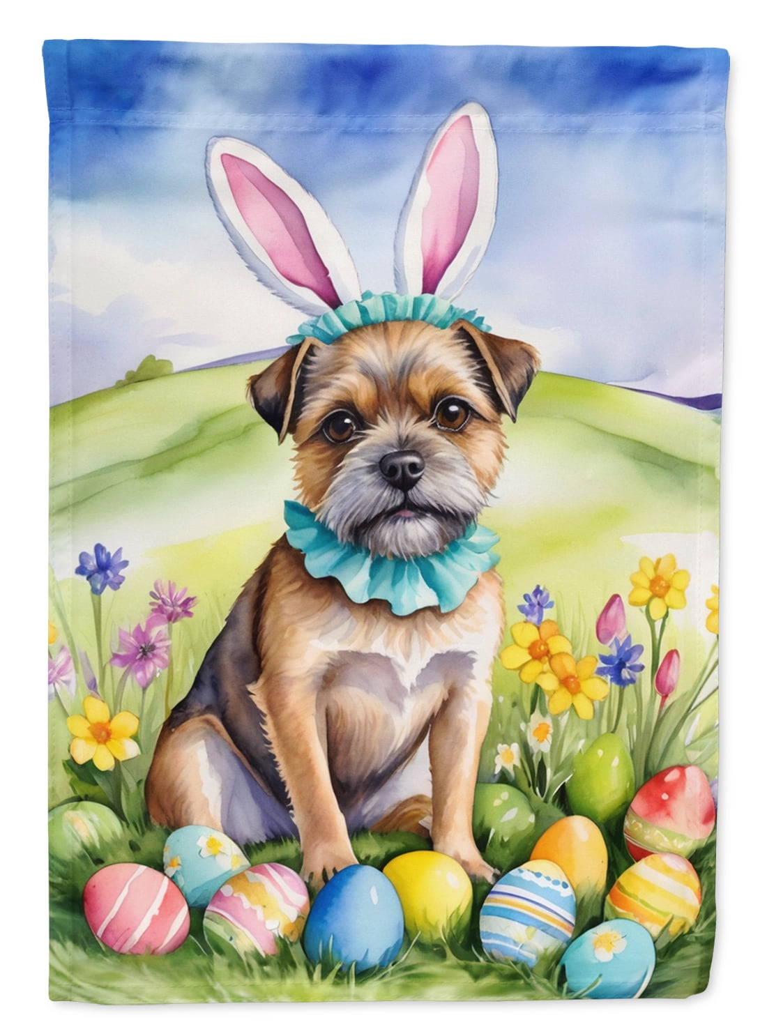 Border Terrier Easter Egg Hunt House Flag 28 in x 40 in