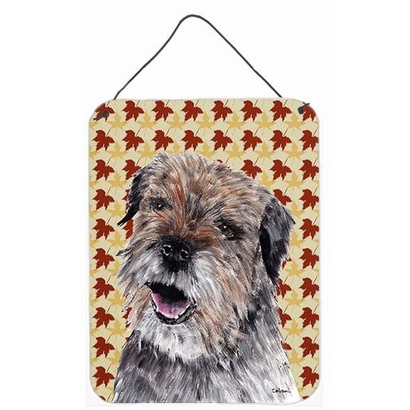 Border Terrier Fall Leaves Aluminium Metal Wall or Door Hanging Prints - 12 x 16 in.