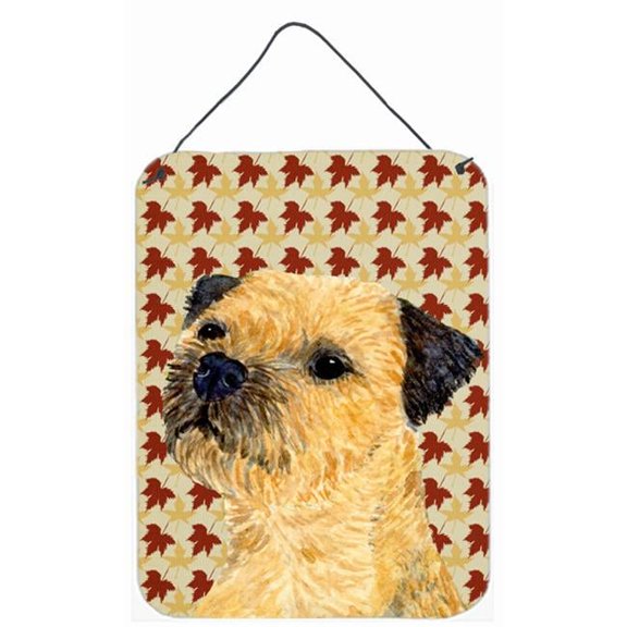 Border Terrier Fall Leaves Portrait Aluminum Metal Wall & Door Hanging Prints
