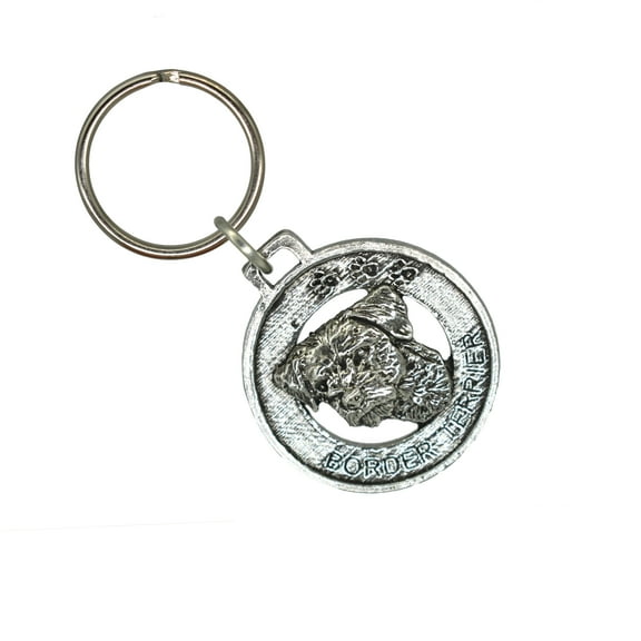 Border Terrier Keychain, D032KC, 1 1/2 Inch, Hunting Dog Breed, Terrier, Metal, Pet, Gift, Handmade in the USA, Array of Dog Breed Designs Available, 100% American Made