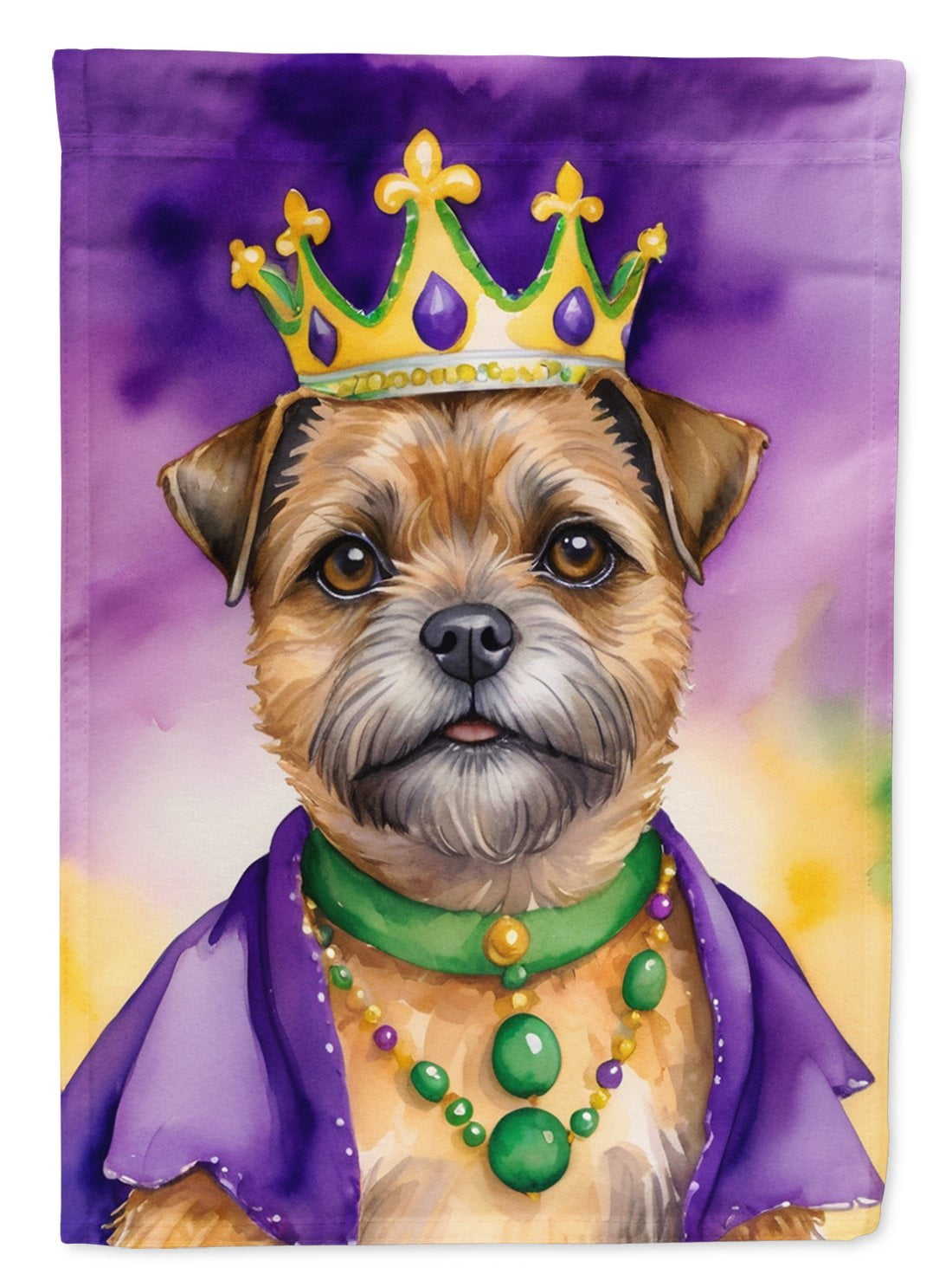 Border Terrier King of Mardi Gras House Flag 28 in x 40 in