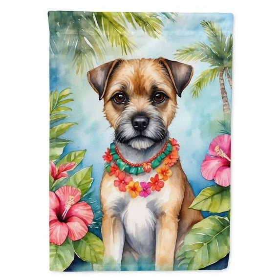 Border Terrier Luau Garden Flag 11.25 in x 15.5 in
