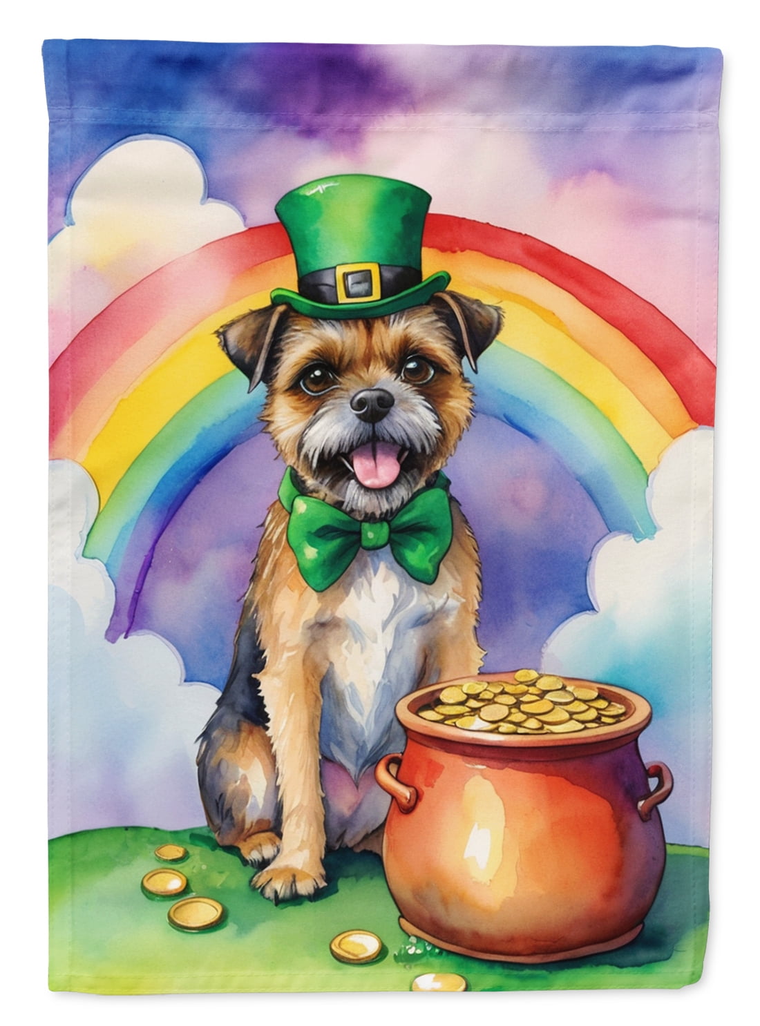 Border Terrier St Patrick's Day Garden Flag 11.25 in x 15.5 in