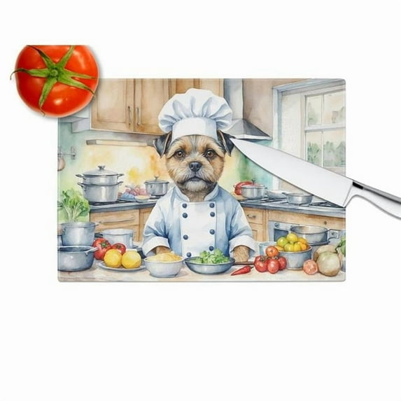 Border Terrier The Chef Glass Cutting Board 12 in x 15 in