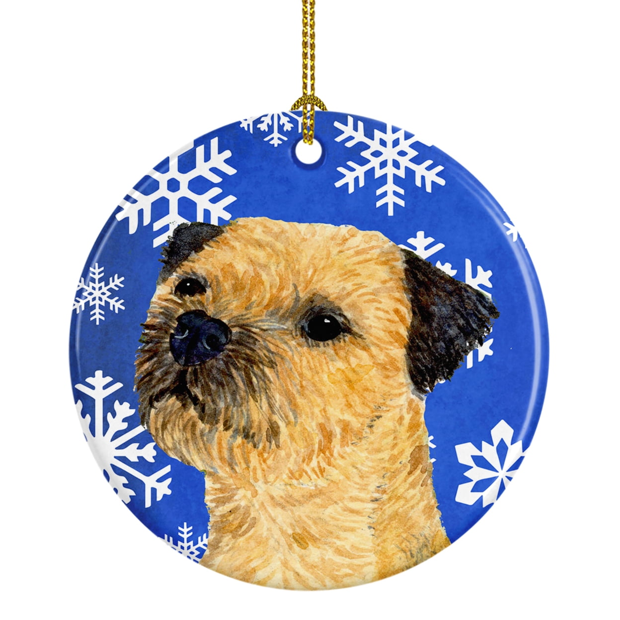 Border Terrier Winter Snowflake Holiday Ceramic Ornament LH9278
