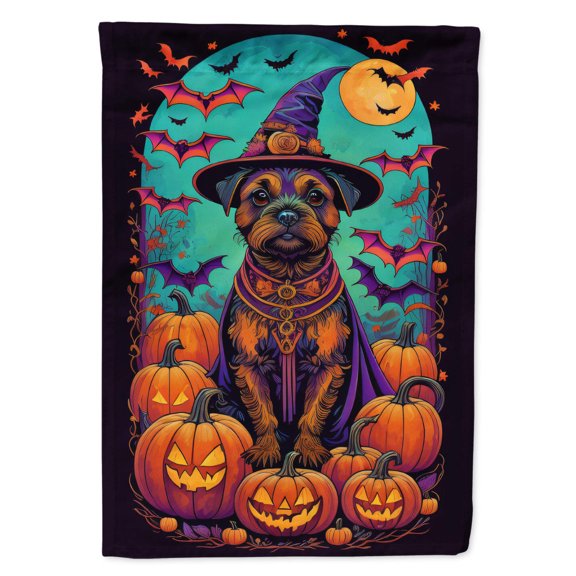 Border Terrier Witchy Halloween House Flag