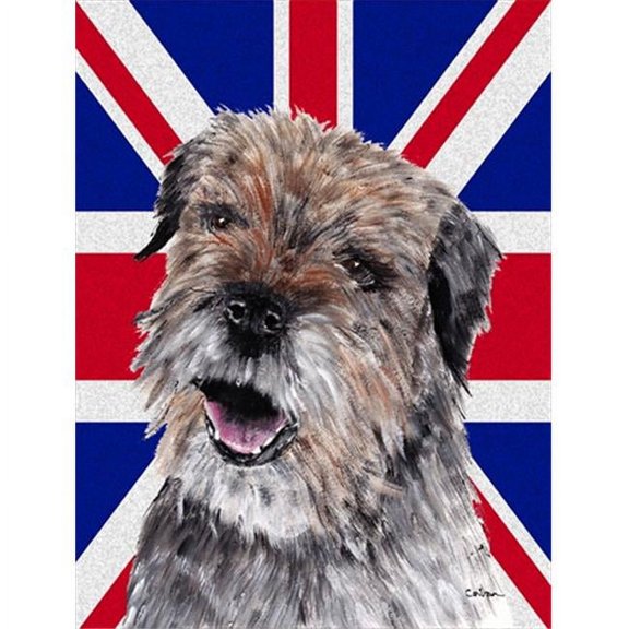 Border Terrier With Engish Union Jack British Flag Flag Canvas House Size