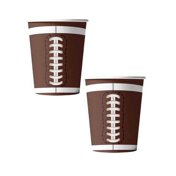 Border : Themed Kids' Birthday Party Tableware Set Football Plates Napkins Tablecloth and 2PCS, 7.4x8.2x5.3 cm, Brown 2Packs