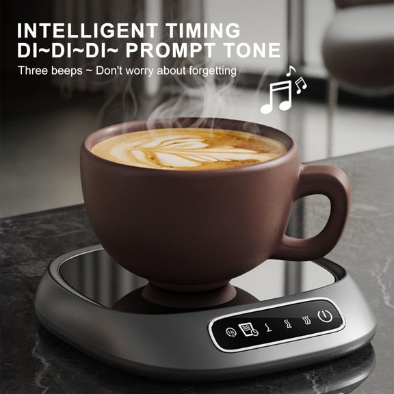 Border Upgrade Constant Temperature Three Levels Coffee Heating Machine One Hour Drinking Water Buzzer Reminder Energy-Saving with Auto Shut Off Wide Heating Panel Includes Elegant Coaster Set