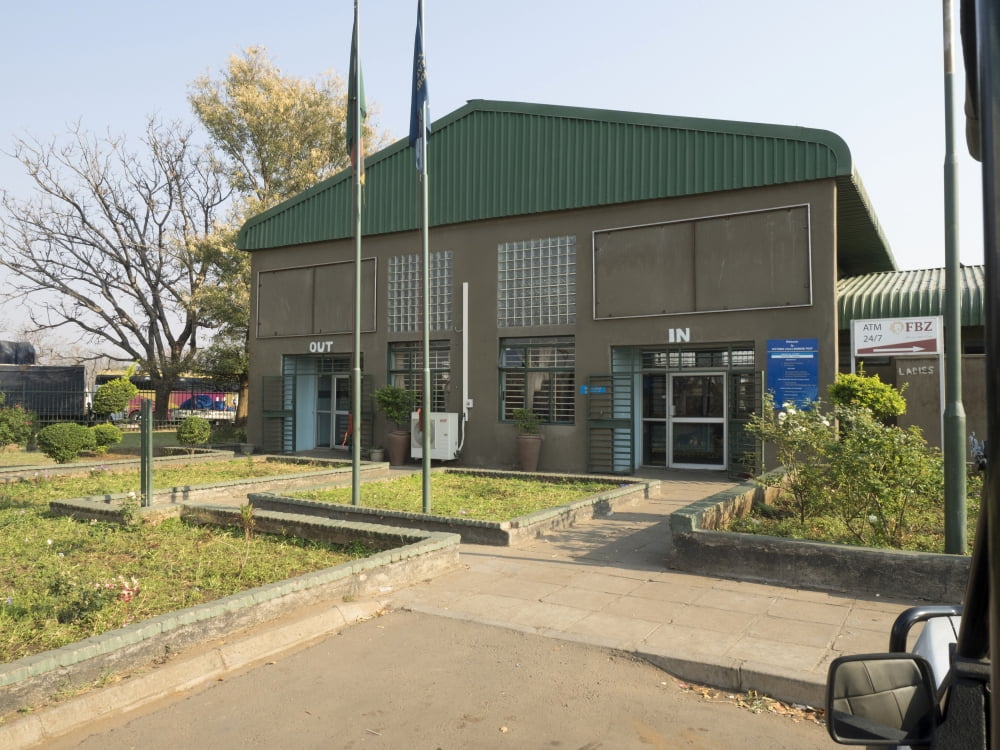 Border crossing building in Zambia at Victoria Falls to get exit stamp to then enter Zimbabwe Canvas Art - Panoramic Images (12 x 16)