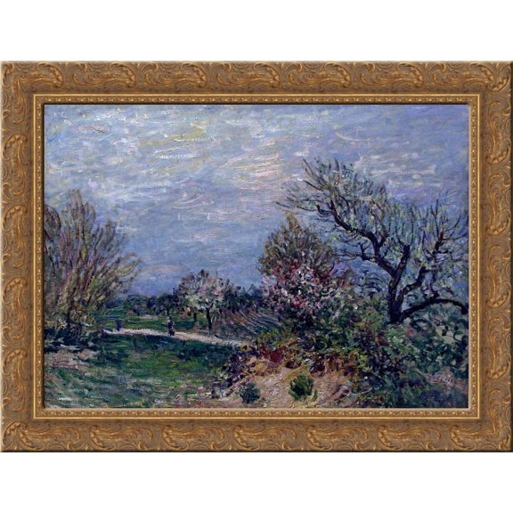 Border of the Woods 24x18 Gold Ornate Wood Framed Canvas Art by Alfred Sisley