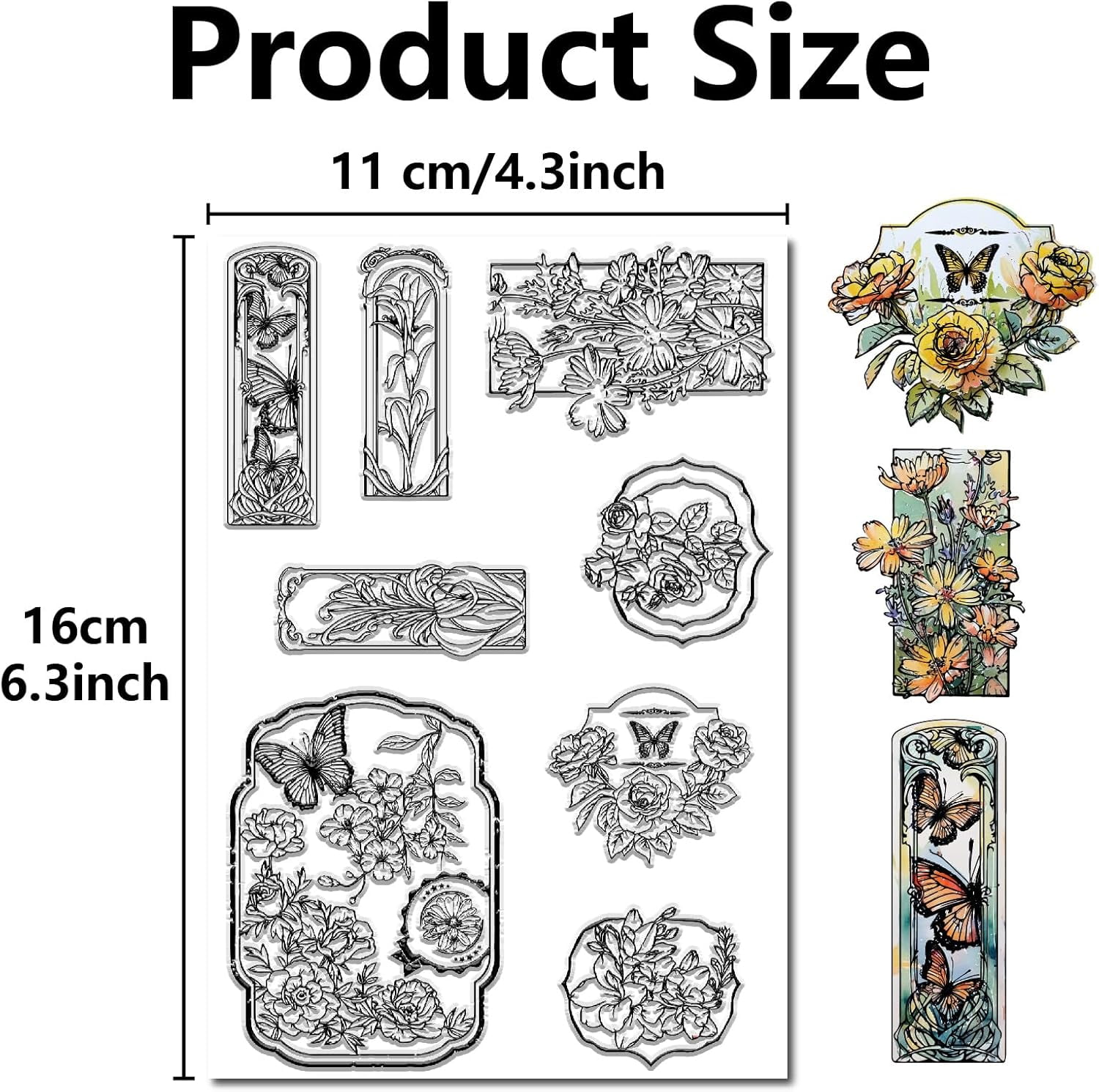 Bordered Flower Clear Rubber Stamps for Card Silicone Stamps Making ...