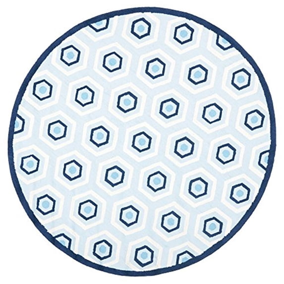 Kids Rug - Safavieh Kids Cotton -Blue/Ivory-Color:Blue/Ivory,Design:Kids,Shape:Small Rectangle,Size:6'L x 4'W