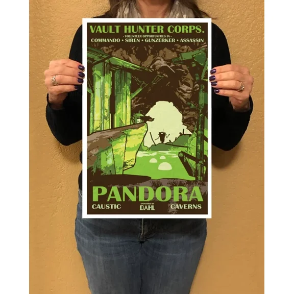 Borderlands 2 Pandora Caustic Caverns Vintage National Park Style Posters Home Decor Office Wall Art