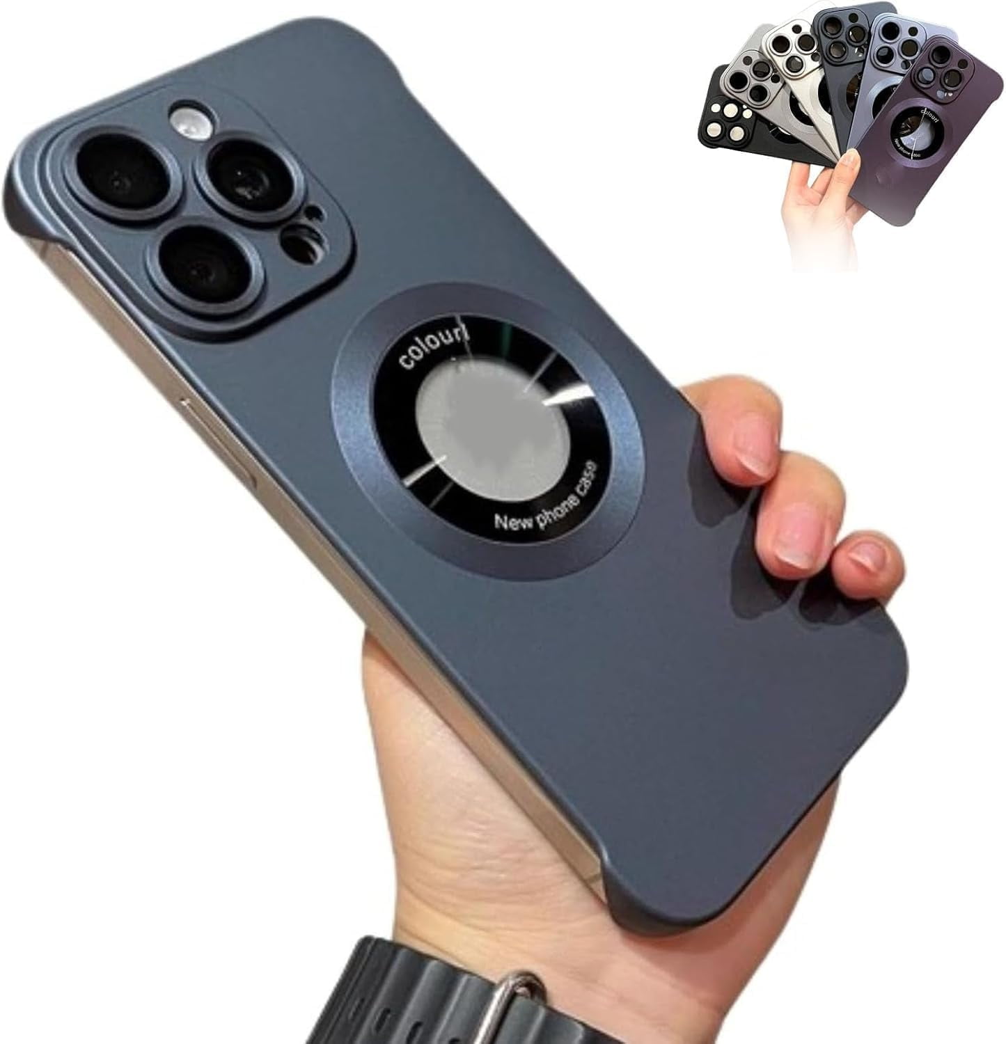 Borderless Frosted Magnetic Half-Cover Mobile Phone Case for iPhone ...