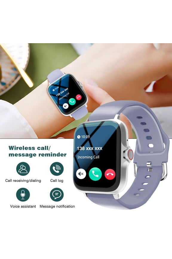 Borderless Smart Watch for Men Women, Always-On Display, Call/Music/Weather, Step Counter, Health Monitor, Dual Strap, Alexa, Android/iPhone, Gym/Run/Daily