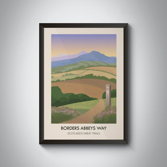 Borders Abbeys Way Poster, Scotland'S Great Trails, Melrose, Dryburgh, Jedburgh, Kelso, Hiking, Munros, National Park, Vintage Travel Prints Wall Art, Modern Wall Decor, 16x24 UNFRAMED