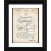 Borders, Cole 12x14 Black Ornate Wood Framed with Double Matting Museum Art Print Titled - PP262-Vintage Parchment Military Self Digging Tank Patent Poster