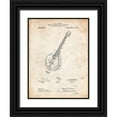 thumbnail image 1 of Borders, Cole 12x14 Black Ornate Wood Framed with Double Matting Museum Art Print Titled - PP499-Vintage Parchment Gibson Mandolin Bridge Patent Poster, 1 of 4
