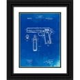 thumbnail image 1 of Borders, Cole 12x14 Black Ornate Wood Framed with Double Matting Museum Art Print Titled - PP76-Faded Blueprint Colt 1911 Semi-Automatic Pistol Patent Poster, 1 of 4