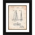 thumbnail image 1 of Borders, Cole 12x14 Black Ornate Wood Framed with Double Matting Museum Art Print Titled - PP216-Vintage Parchment Schlumpf Sailboat Patent Poster, 1 of 4
