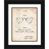 Borders, Cole 12x14 Black Ornate Wood Framed with Double Matting Museum Art Print Titled - PP803-Vintage Parchment Eyeglasses Spectacles Patent Art