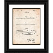 Borders, Cole 12x14 Black Ornate Wood Framed with Double Matting Museum Art Print Titled - PP955-Vintage Parchment Metal Skis 1940 Patent Poster