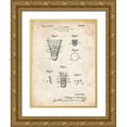 thumbnail image 1 of Borders, Cole 12x14 Gold Ornate Wood Framed with Double Matting Museum Art Print Titled - PP345-Vintage Parchment Vintage Badminton Shuttle Patent Poster, 1 of 4