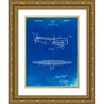 thumbnail image 1 of Borders, Cole 12x14 Gold Ornate Wood Framed with Double Matting Museum Art Print Titled - PP849-Faded Blueprint Ford Tri-Motor Airplane "The Tin Goose" Patent Poster, 1 of 4