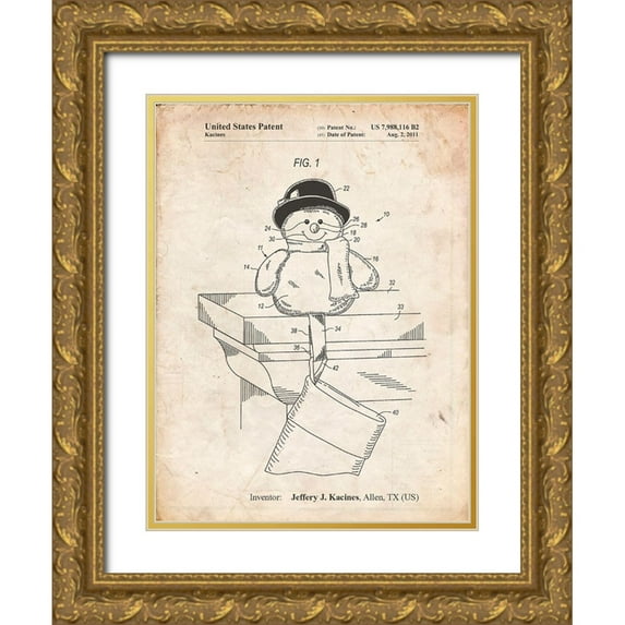 Borders, Cole 12x14 Gold Ornate Wood Framed with Double Matting Museum Art Print Titled - PP1067-Vintage Parchment Stocking Holder Poster