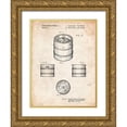 thumbnail image 1 of Borders, Cole 12x14 Gold Ornate Wood Framed with Double Matting Museum Art Print Titled - PP193- Vintage Parchment Miller Beer Keg Patent Poster, 1 of 4