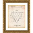 thumbnail image 1 of Borders, Cole 12x14 Gold Ornate Wood Framed with Double Matting Museum Art Print Titled - PP737-Vintage Parchment Billiard Ball Rack Patent Poster, 1 of 4