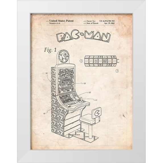 Borders, Cole 12x14 White Modern Wood Framed Museum Art Print Titled - PP282-Vintage Parchment Fender Pedal Steel Guitar Patent Poster