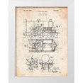 thumbnail image 1 of Borders, Cole 12x14 White Modern Wood Framed Museum Art Print Titled - PP516-Vintage Parchment Steam Train Locomotive Patent Poster, 1 of 4