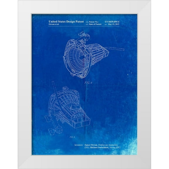 Borders, Cole 12x14 White Modern Wood Framed Museum Art Print Titled - PP536-Faded Blueprint Movie Set Lighting Poster