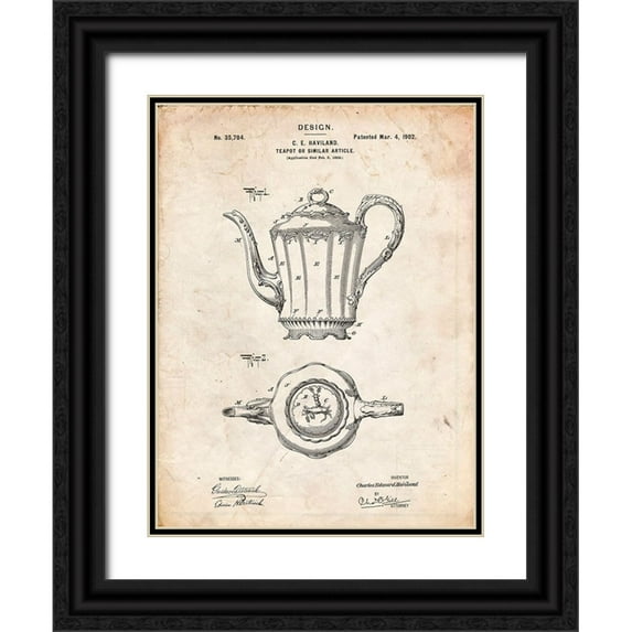 Borders, Cole 15x18 Black Ornate Wood Framed with Double Matting Museum Art Print Titled - PP873-Vintage Parchment Hasbro Concept Game Patent Poster