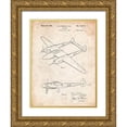 thumbnail image 1 of Borders, Cole 15x18 Gold Ornate Wood Framed with Double Matting Museum Art Print Titled - PP277-Vintage Parchment Lockheed P-38 Lightning Patent Poster, 1 of 4