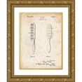 thumbnail image 1 of Borders, Cole 15x18 Gold Ornate Wood Framed with Double Matting Museum Art Print Titled - PP352-Vintage Parchment Wooden Hair Brush 1933 Patent Poster, 1 of 4