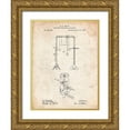 thumbnail image 1 of Borders, Cole 15x18 Gold Ornate Wood Framed with Double Matting Museum Art Print Titled - PP664-Vintage Parchment Portable Gymnastic Bars 1890 Patent Poster, 1 of 4