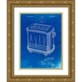 thumbnail image 1 of Borders, Cole 15x18 Gold Ornate Wood Framed with Double Matting Museum Art Print Titled - PP1100-Faded Blueprint Toaster Patent Art, Vintage Toaster, 1 of 4