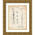 thumbnail image 1 of Borders, Cole 15x18 Gold Ornate Wood Framed with Double Matting Museum Art Print Titled - PP238-Vintage Parchment Fork Patent Poster, 1 of 4