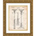 thumbnail image 1 of Borders, Cole 15x18 Gold Ornate Wood Framed with Double Matting Museum Art Print Titled - PP382-Vintage Parchment Badminton Racket 1937 Patent Poster, 1 of 4