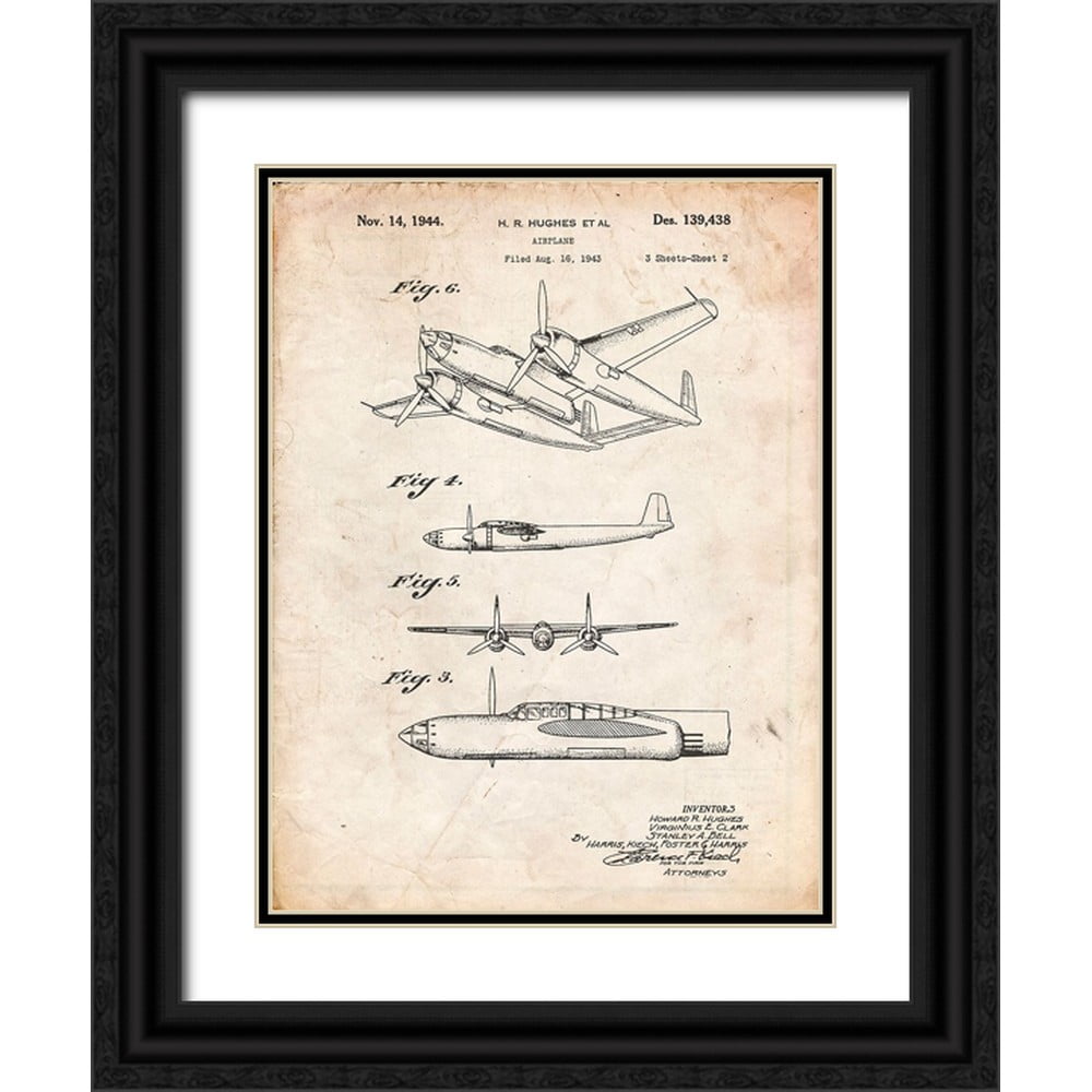 Borders, Cole 19x24 Black Ornate Wood Framed with Double Matting Museum