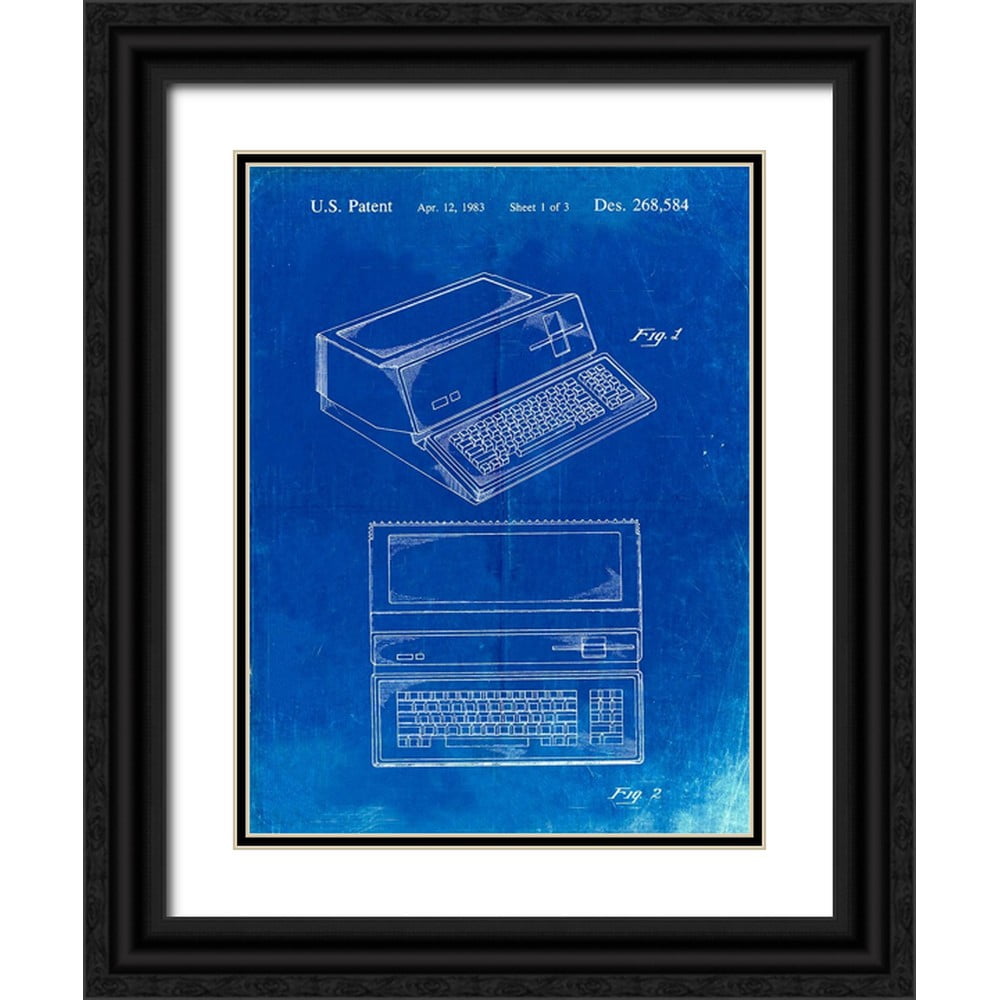 Computer Patent Artwork Borders, Cole 19x24 Black Ornate Wood Framed with Double Matting Museum ...