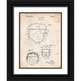 thumbnail image 1 of Borders, Cole 19x24 Black Ornate Wood Framed with Double Matting Museum Art Print Titled - PP218-Vintage Parchment Football Helmet 1925 Patent Poster, 1 of 4
