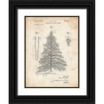 thumbnail image 1 of Borders, Cole 19x24 Black Ornate Wood Framed with Double Matting Museum Art Print Titled - PP765-Vintage Parchment Christmas Tree Poster, 1 of 4