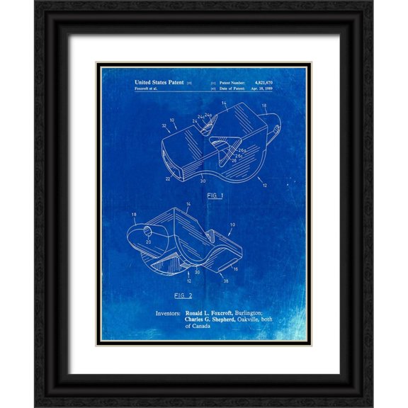 Borders, Cole 19x24 Black Ornate Wood Framed with Double Matting Museum Art Print Titled - PP851-Faded Blueprint Fox 40 Coachs Whistle Patent Poster