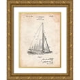 thumbnail image 1 of Borders, Cole 19x24 Gold Ornate Wood Framed with Double Matting Museum Art Print Titled - PP878-Vintage Parchment Herreshoff R 40 Gamecock Racing Sailboat Patent Poster, 1 of 4