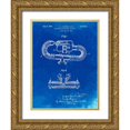 thumbnail image 1 of Borders, Cole 19x24 Gold Ornate Wood Framed with Double Matting Museum Art Print Titled - PP896-Faded Blueprint Jacques Cousteau Diving Mouthpiece Patent Poster, 1 of 4